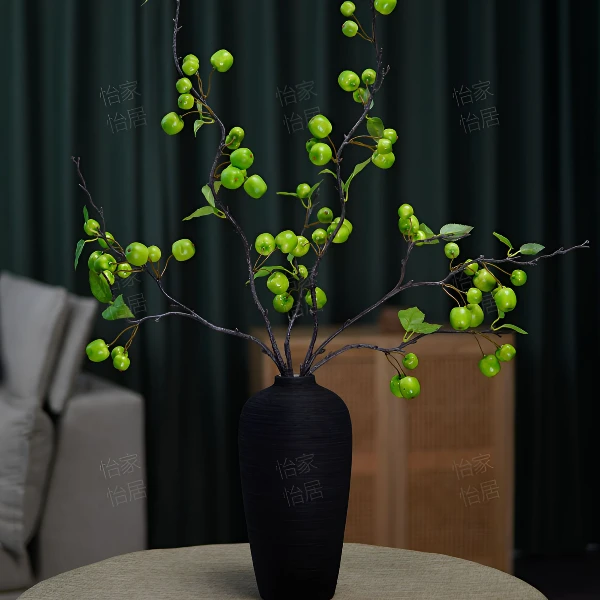 青苹果高档大气轻奢风格酒柜摆件创意时尚高级感仿真花高级感逼真