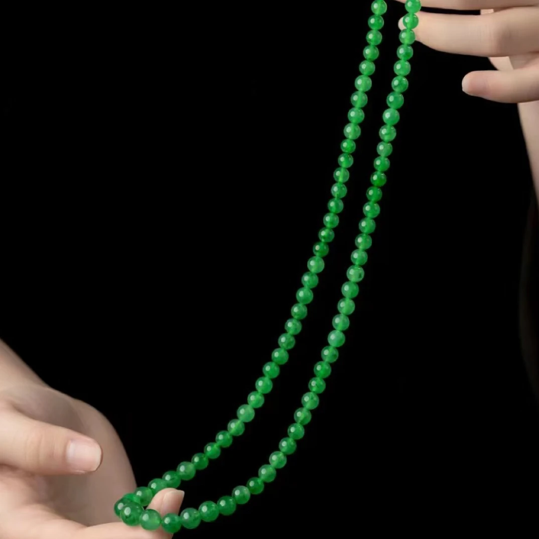 铜项链 精致成品绿色珠子