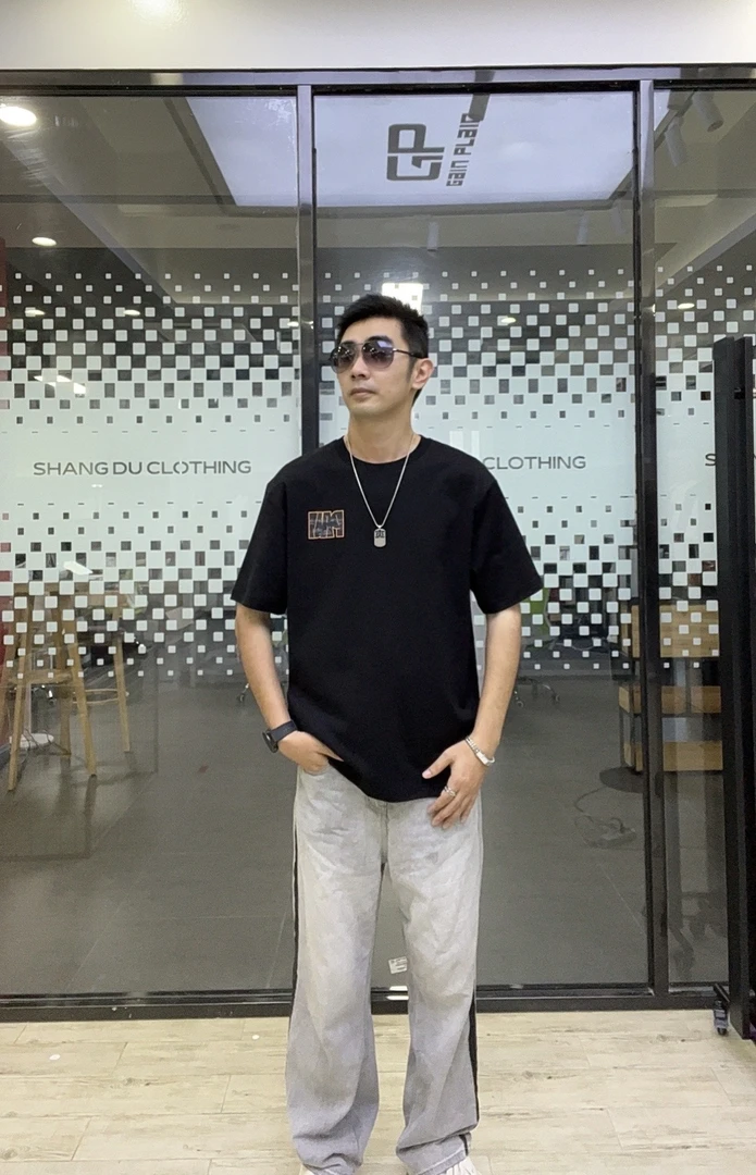 【GP】夏季新品英文字母立体软胶男士短袖休闲圆领T恤B1021DS