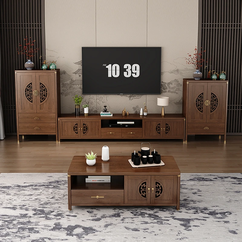 GULEJAR/顾乐家新中式客厅简约轻奢置物成套实木电视柜简约电视柜