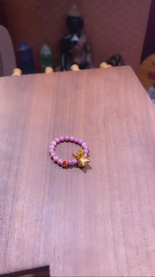 【闪购商品】菱锰矿(红纹石)戒指银S925镶嵌YC00338红纹石XJ戒指
