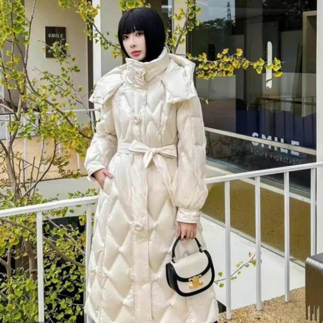 罗罗专属新款鹅绒服修身显瘦气质百搭成熟加厚连帽保暖冬季女士