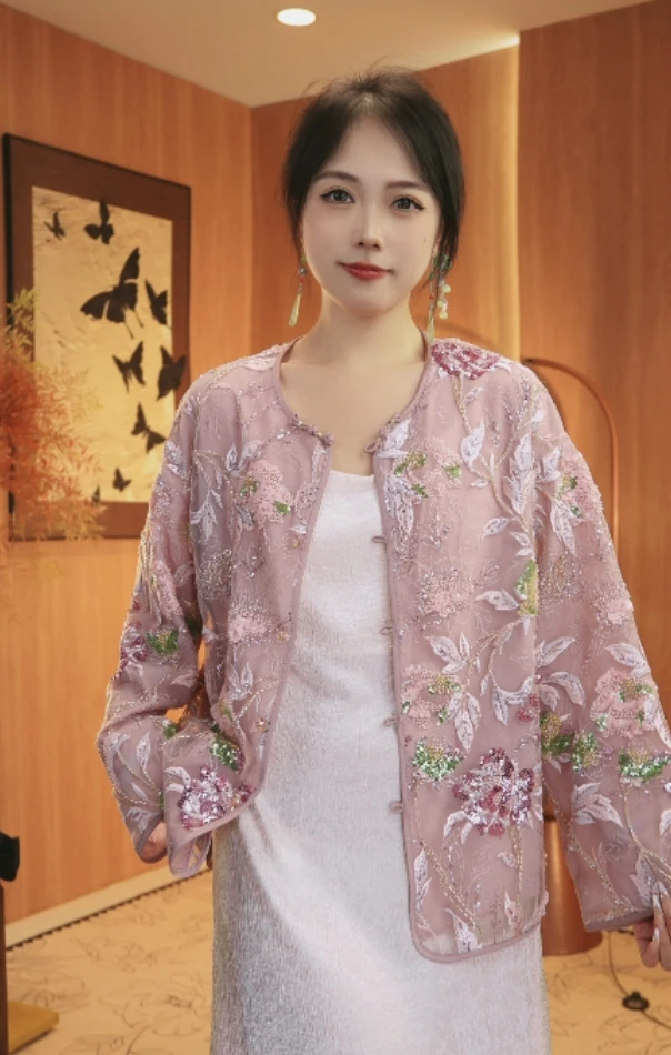 《沉鱼落雁》重工提花刺绣蕾丝夏季高档上衣2024B871-思思