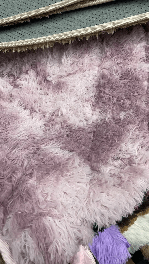 1.6*2约 粉色扎染绗缝长毛床边毯地垫 微瑕疵 防滑家用