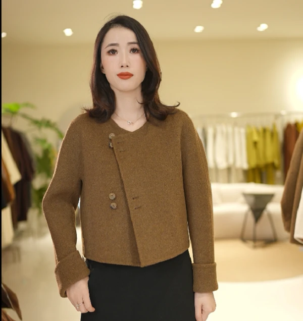 【赛姐高奢】骆驼绒大衣气质时尚休闲百搭宽松秋冬1622