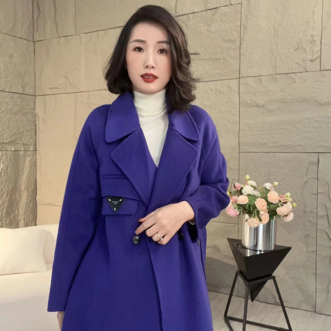 【赛姐高奢】设计高级感双面呢羊绒大衣双排扣西装领羊毛女款196