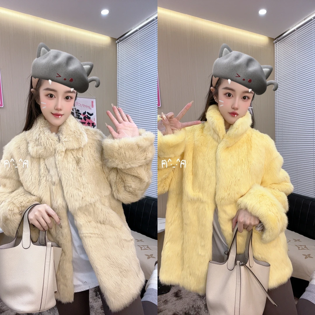 翟大漂亮丨“升级立领”皮毛一体秋冬加厚新款女设计师亮色保暖外套