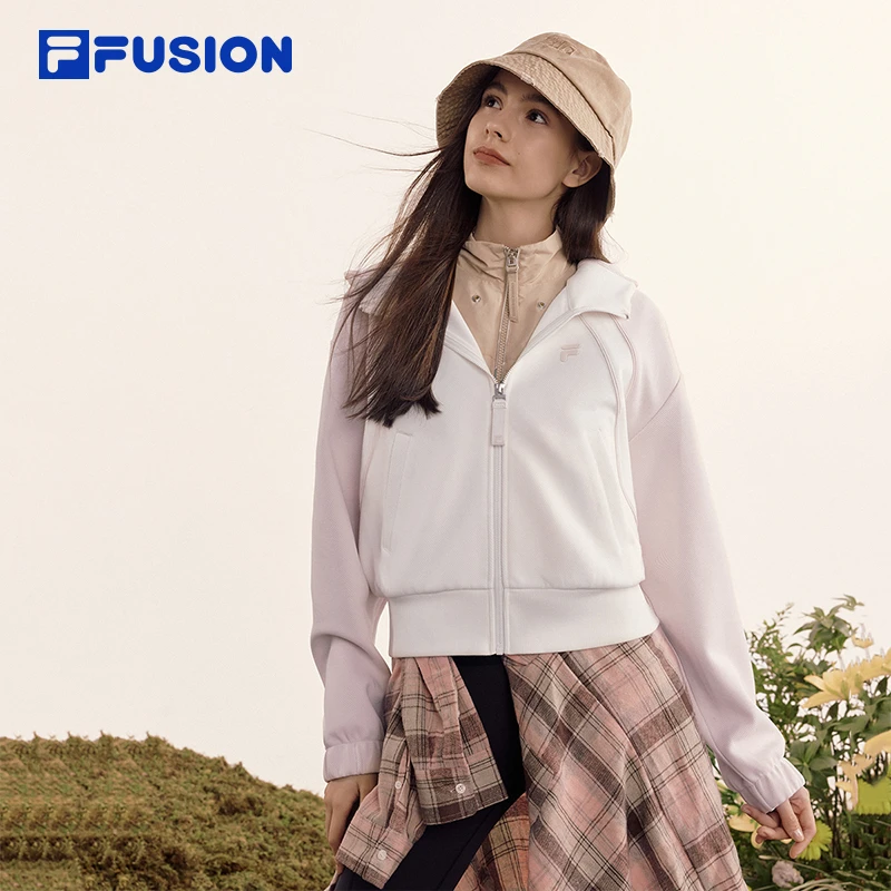 FILA/斐乐潮牌女款春季新款针织连帽运动百搭时尚外套 T11W415502