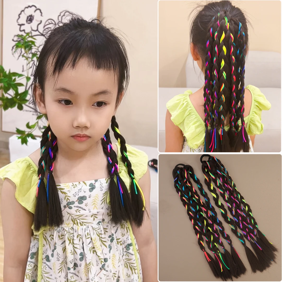 儿童假发辫子甜酷拳击辫皮筋女童发圈高马尾麻花辫橡皮筋发圈发饰