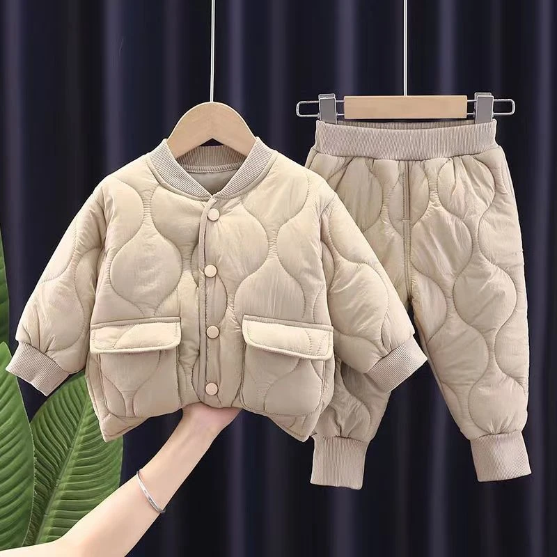 婴儿衣服冬季夹棉保暖加厚棉服外套1一3周岁男女童宝宝秋冬装套装