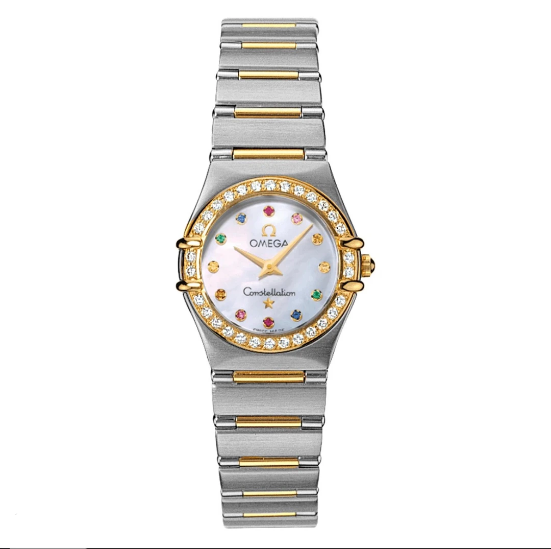 95新 Omega/欧米茄 星座/贝母盘原镶钻/石英/彩虹女神/女表