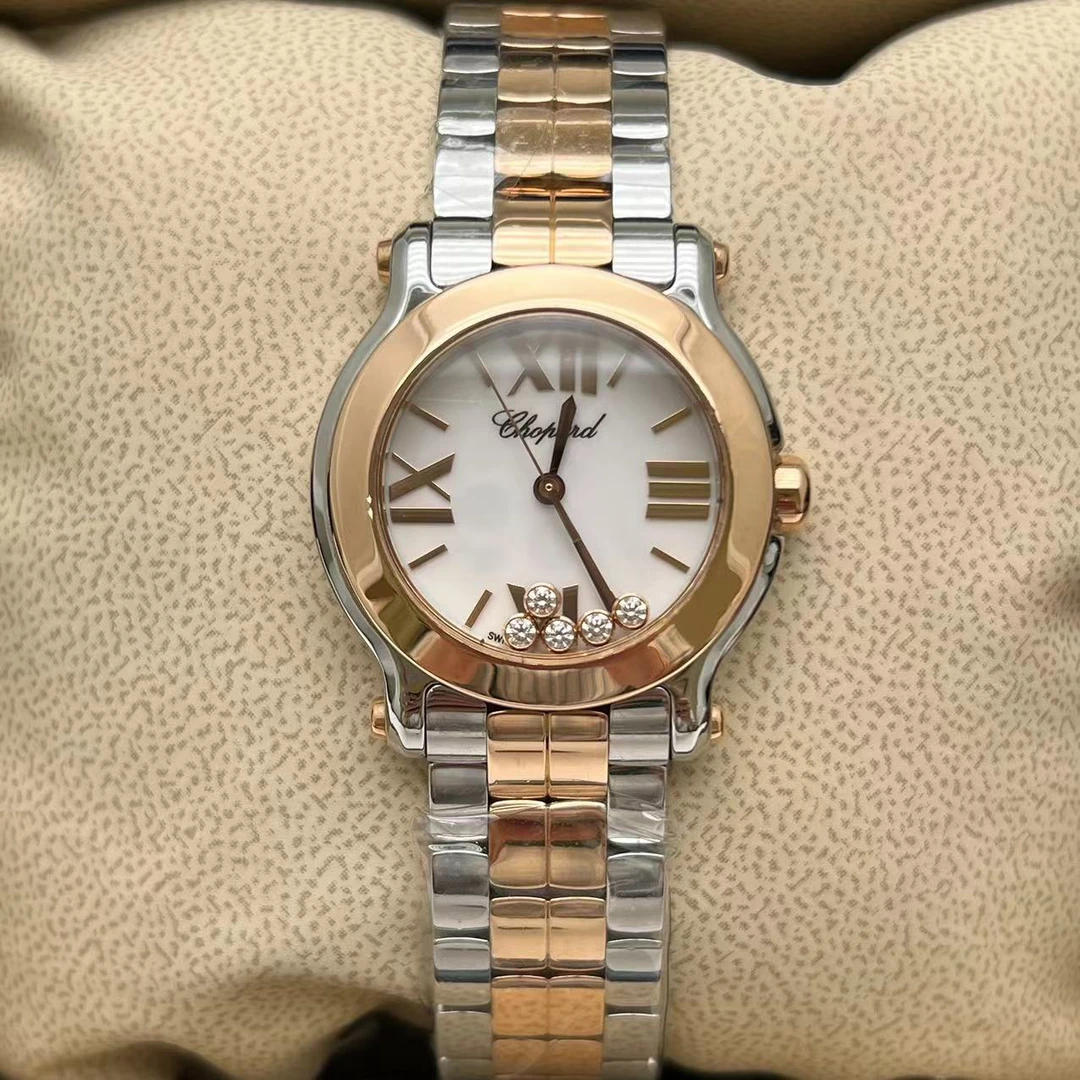 95新 Chopard/萧邦 快乐钻/五钻/30mm/间金/石英/女表气质