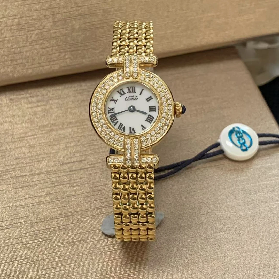 95新 Cartier/卡地亚 小旋风/石英女表/24mm/后镶钻/复古简约