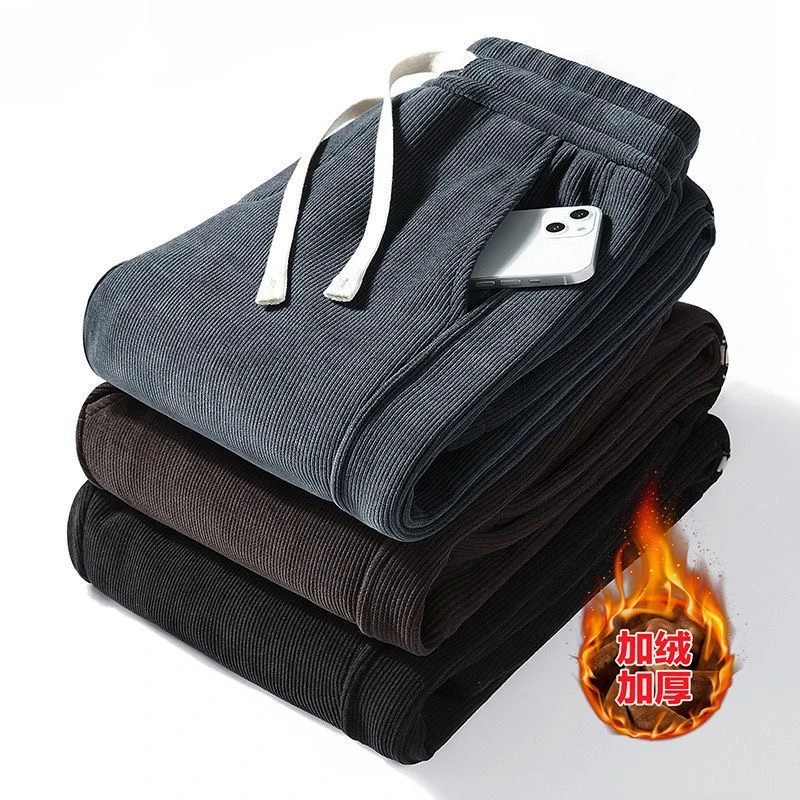 雪尼尔加绒裤子男士干活穿的耐磨工装长裤运动卫裤保暖灯芯绒男裤