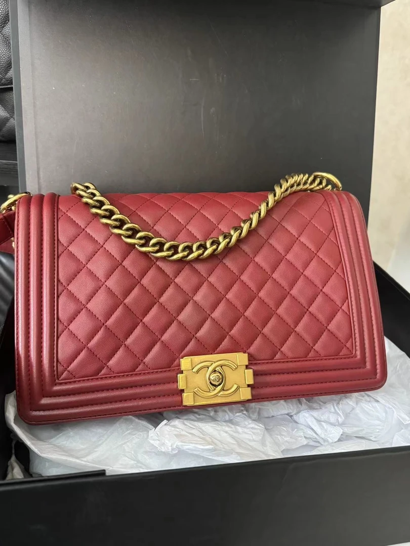95新 Chanel/香奈儿 山山1/酒红leboy/单肩斜挎包/10专属