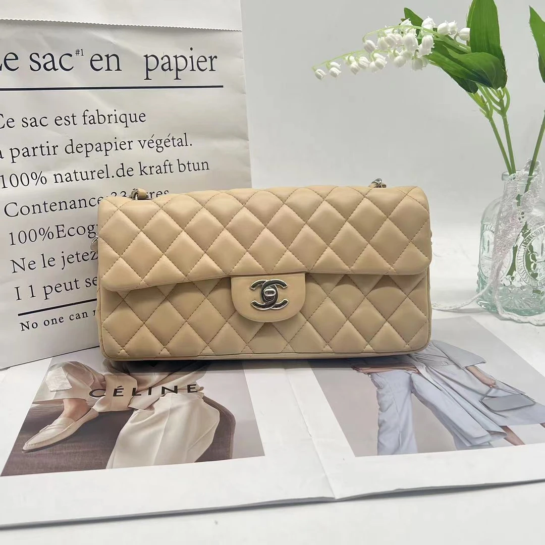 95新 Chanel/香奈儿 3255/黑银荔枝jumbo/单肩斜挎包/
