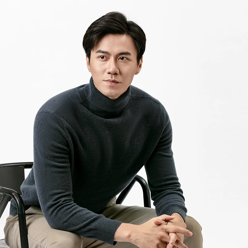 男士高领100%美丽诺纯羊毛衫冬百修身搭针织打底长袖保暖休闲877
