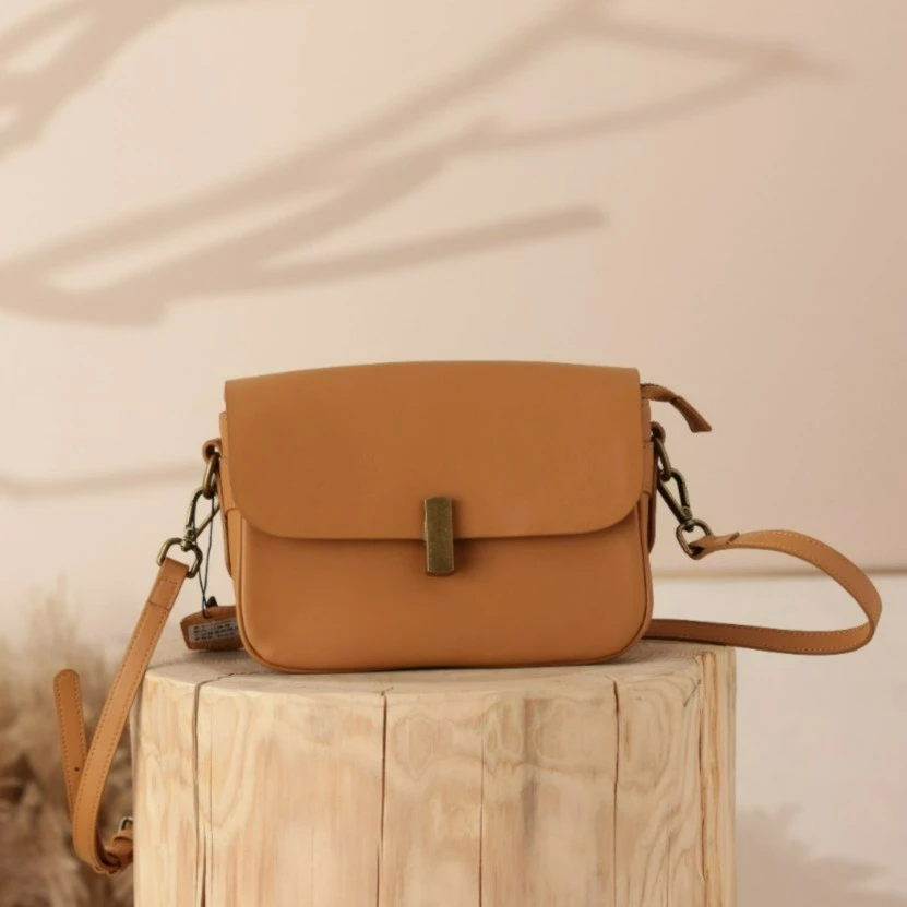 【闺宿】小众植鞣头层牛皮真皮手工包文艺斜挎单肩小方包百搭L2088