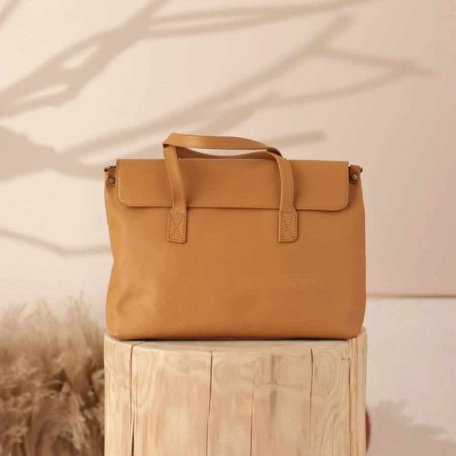 【闺宿】小众植鞣头层牛皮女包文艺手提斜挎单肩大包公文包L2052