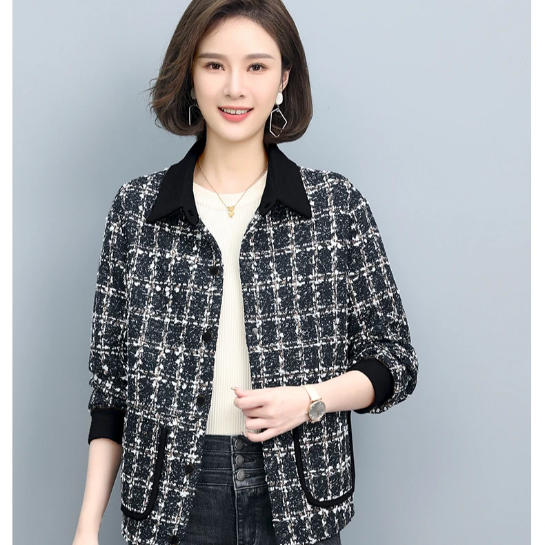 韩版简约夹克妈妈春秋季长袖减龄外套9090