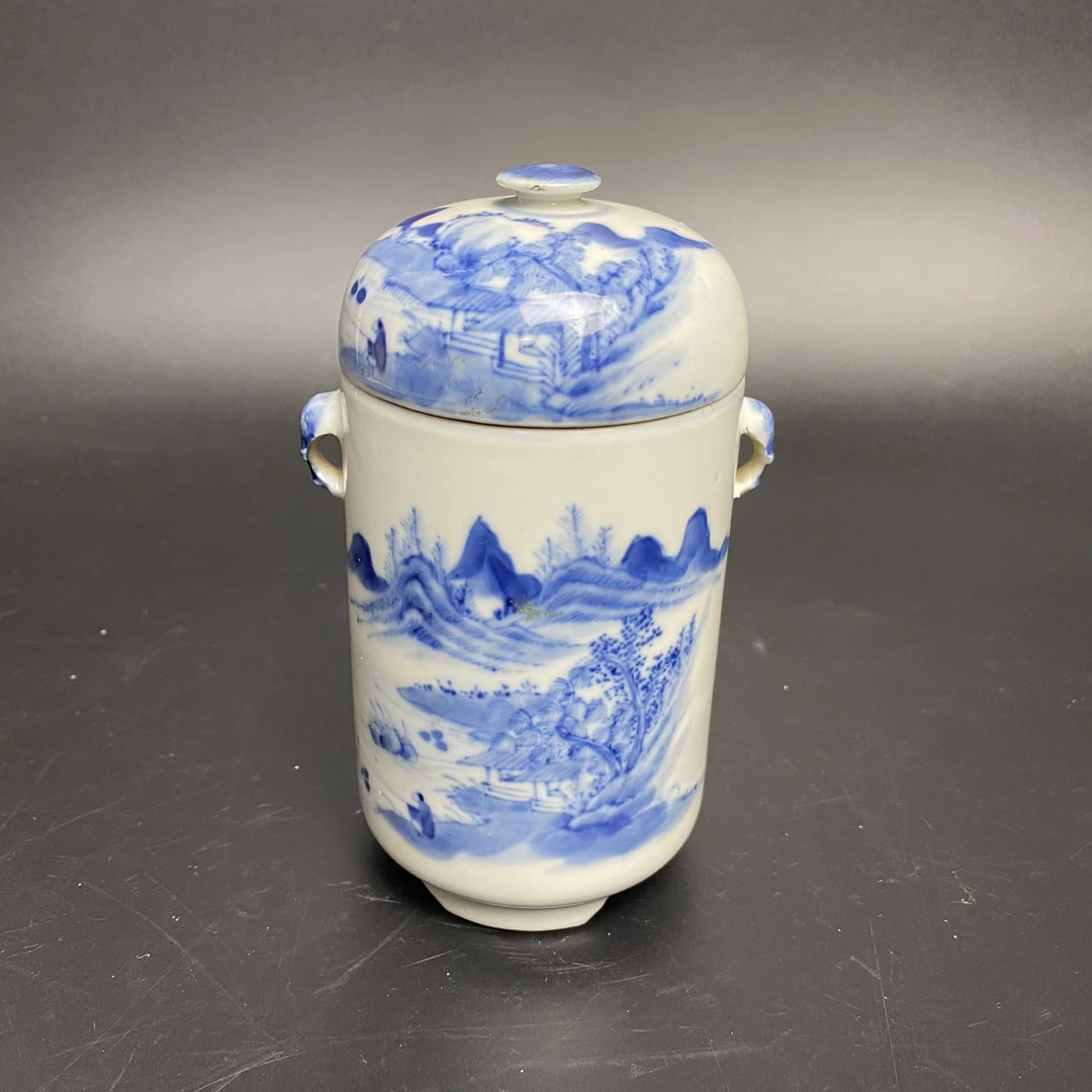 1A1028LOT024 清中期 青花山水参盅