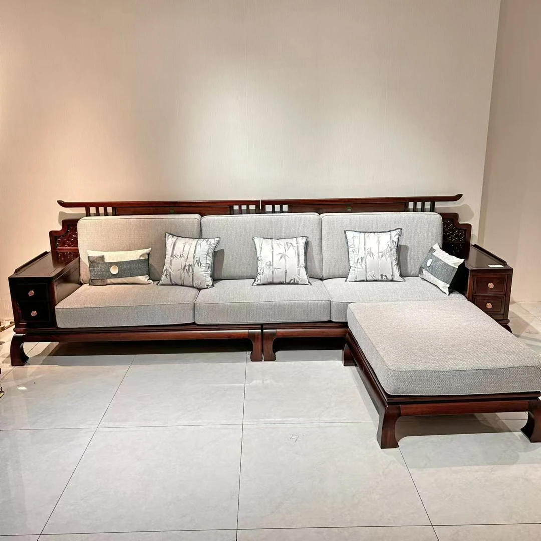 方元家具新古典金檀直排带移动妃位沙发