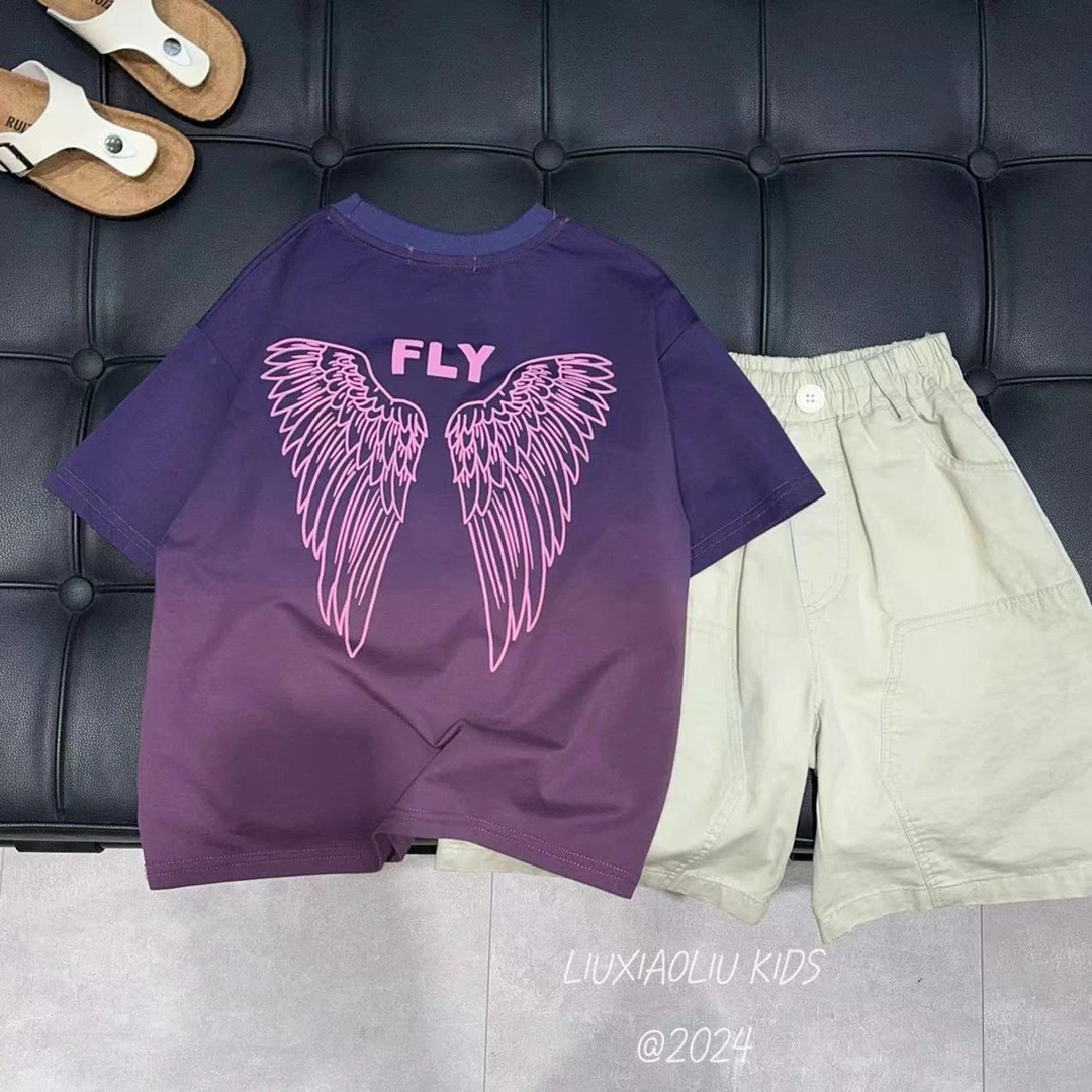 BY LIUXIAOLIU【FLY】韩版潮流时尚百搭夏季儿童短袖7174