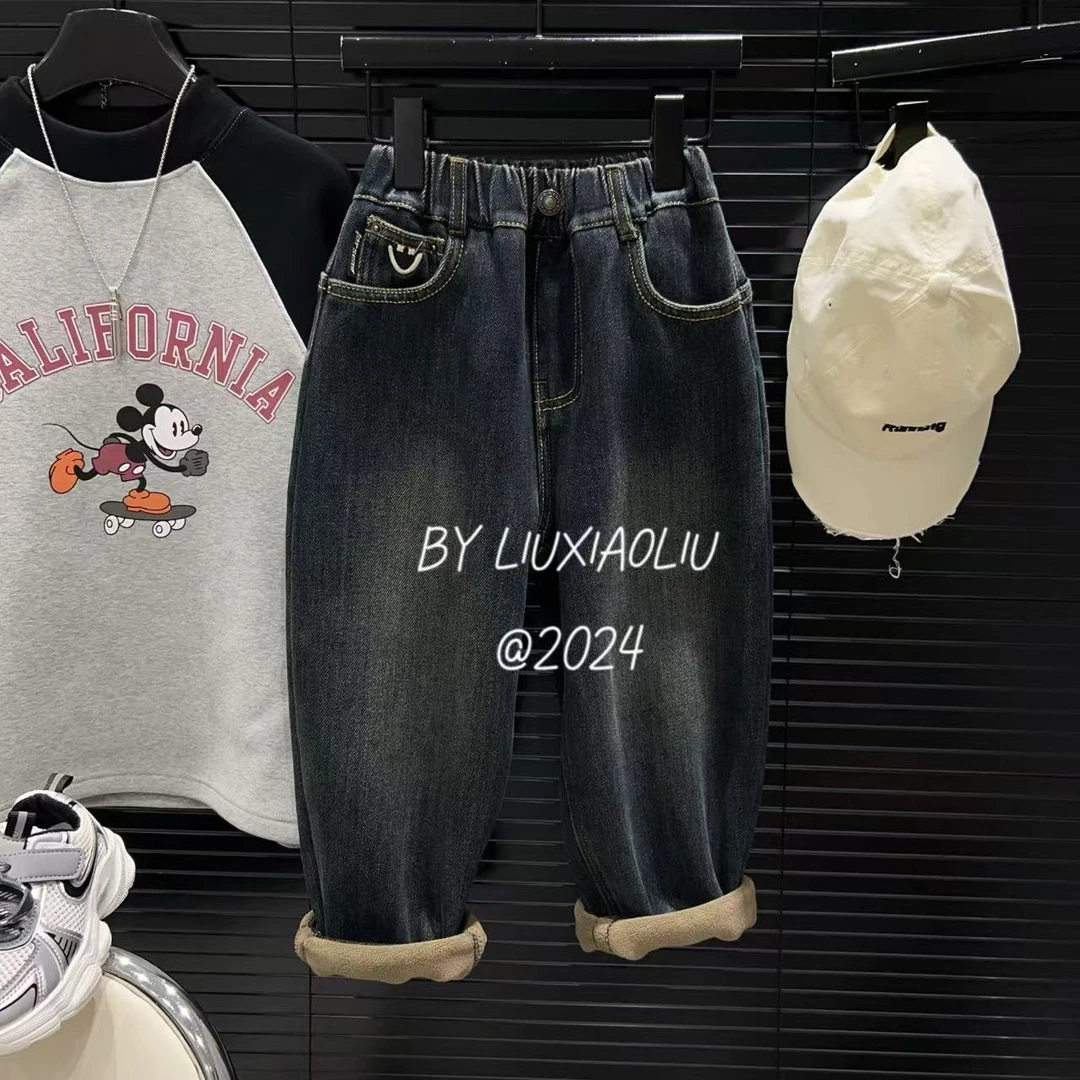 杭州六小六正版 BY LIUXIAOLIU韩版高货冬季儿童加绒牛仔裤12756