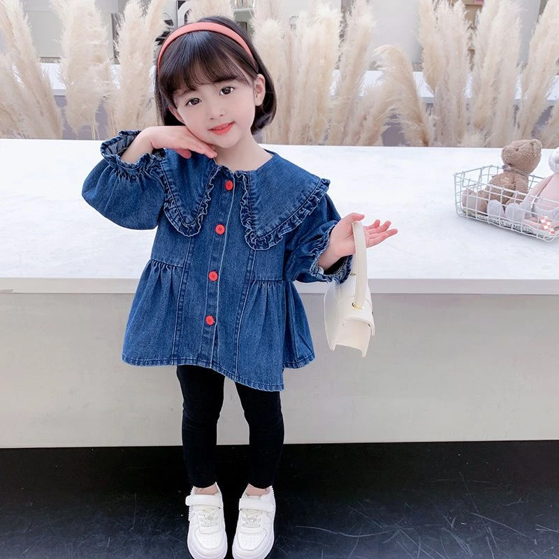女童牛仔外套秋装2024新款儿童洋气春秋上衣小童韩版女宝宝风衣潮
