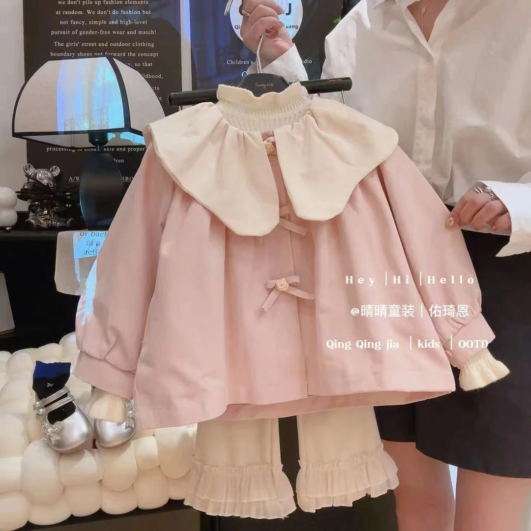 女童外套秋装2025新款韩版女孩长袖上衣洋气甜美宝宝春秋季风衣
