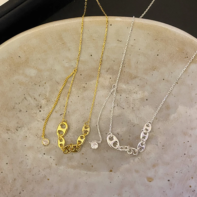 坠链均925银 1005-猪鼻子流苏项链简约锁骨链小众百搭高级