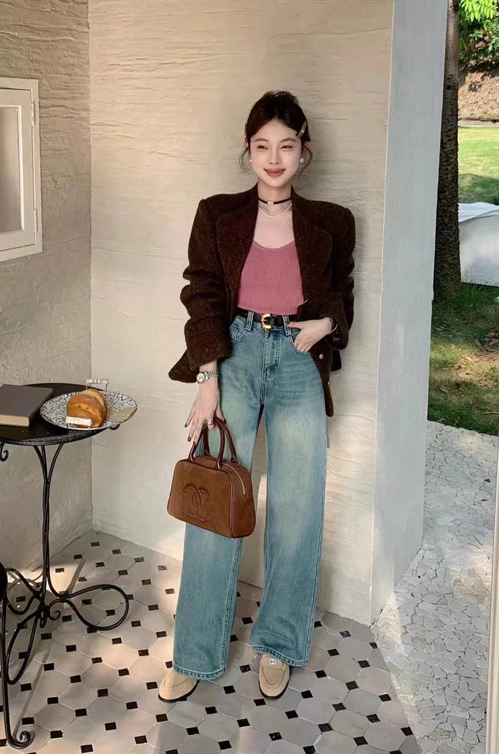 高腰显瘦直筒百搭宽松休闲网红复古韩版春季夏季牛仔裤