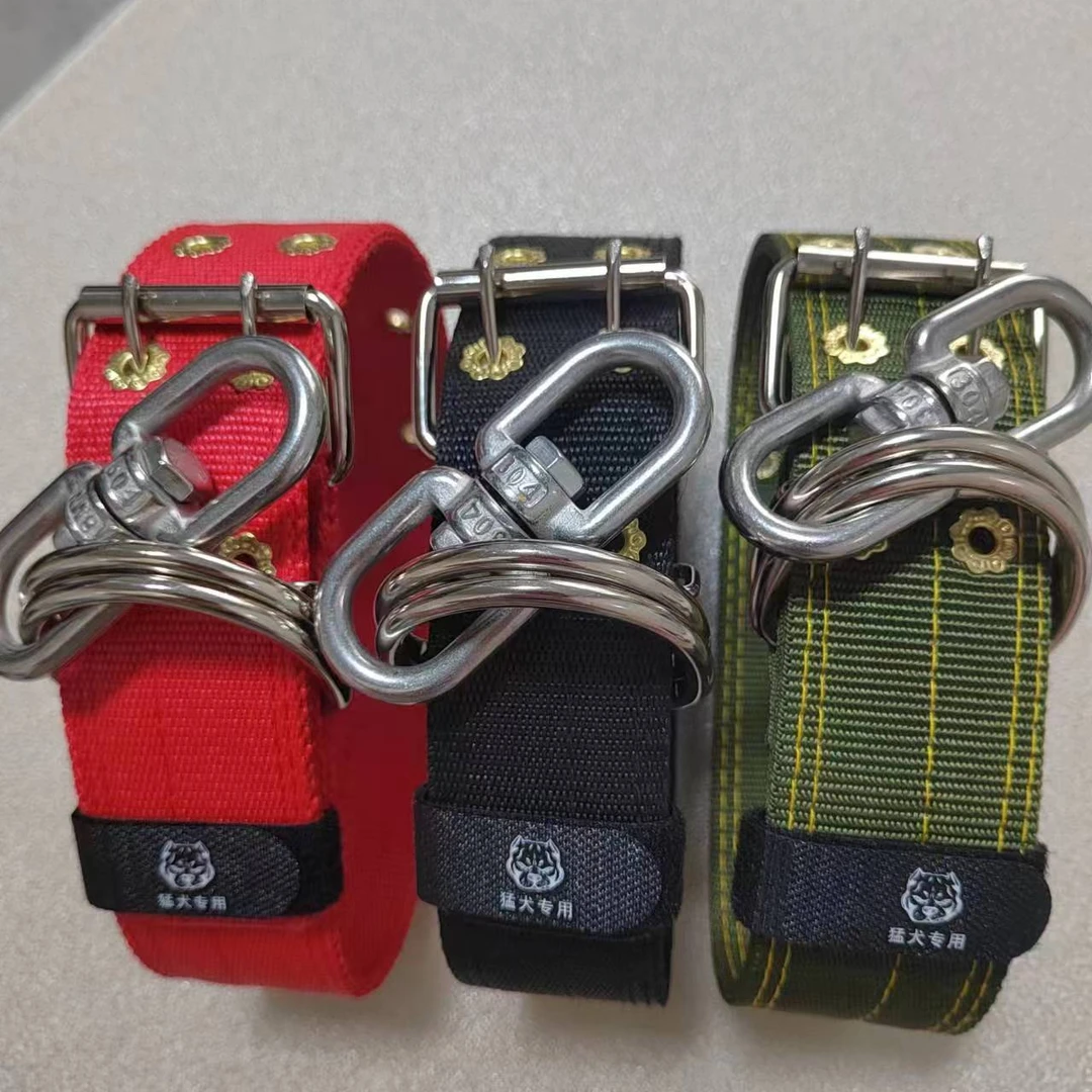 双排加厚颈圈脖套项圈大狗脖圈(不锈钢8字转环)防绕颈结实焊接