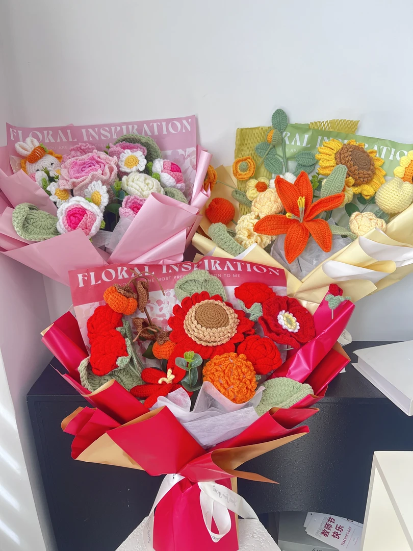 送老师教师节礼物花束老师辛苦了礼物花束纯手工毛线花束感恩老师