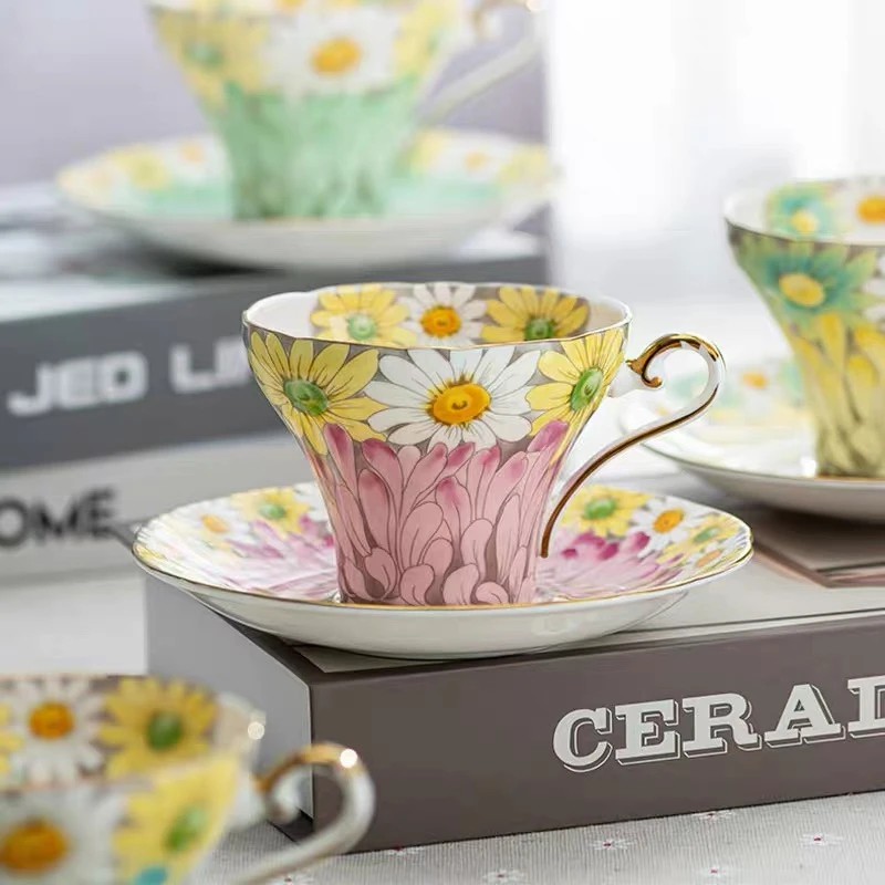 英国Aynsley安斯丽雏菊小蛮腰骨瓷咖啡杯碟套装英式家用下午茶杯
