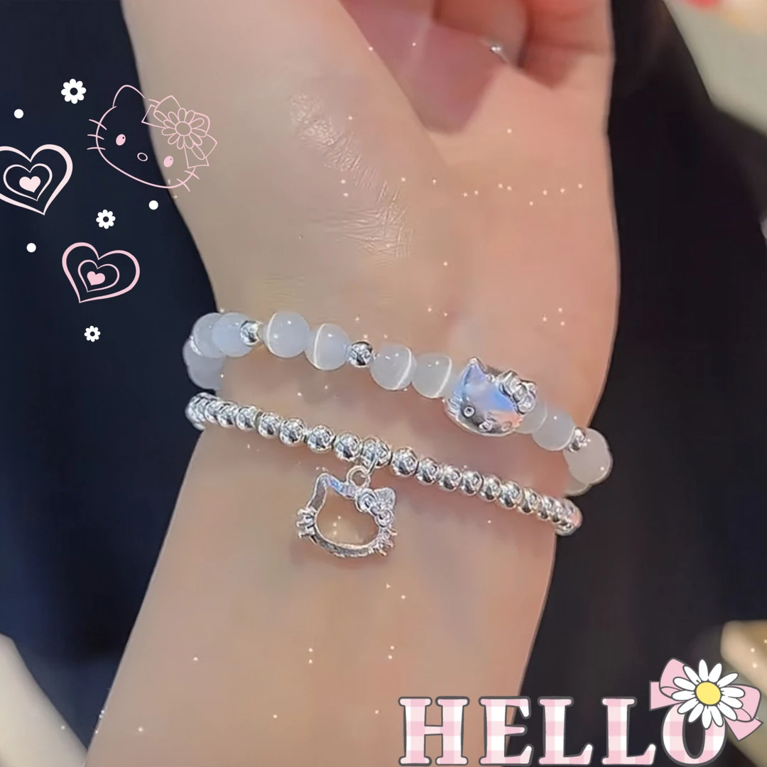 铜合金手链 KT猫HelloKitty叠戴手链diy手工串珠月光猫猫咪手链