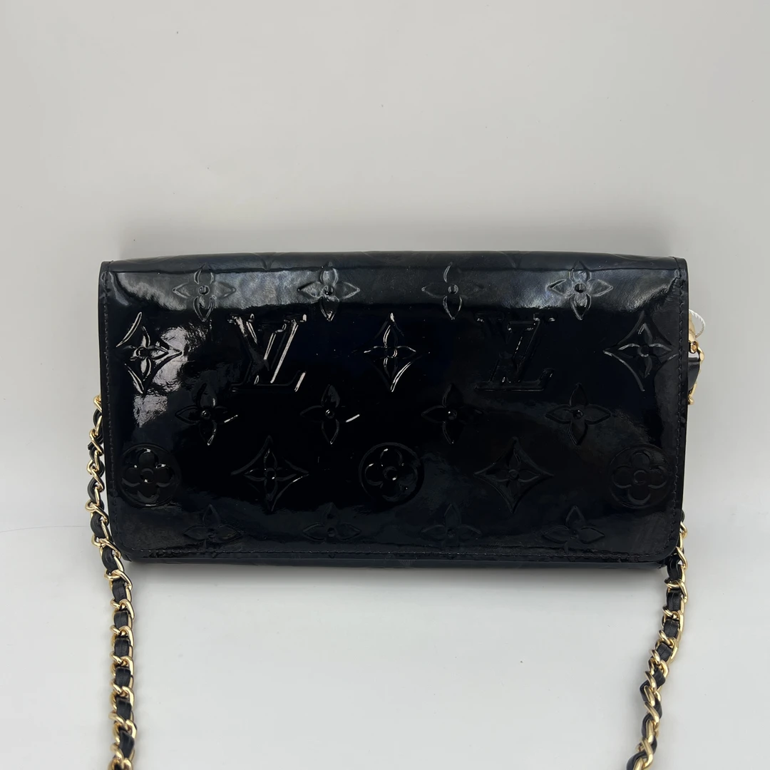 95新 LouisVuitton/路易威登 LV  黑色漆皮钱包 /1454