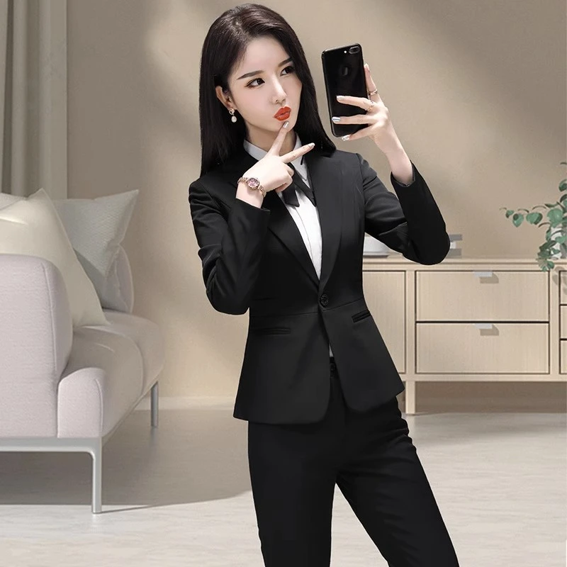 高端职业装套装女春秋时尚气质总裁工作服女士西装面试正装三件套