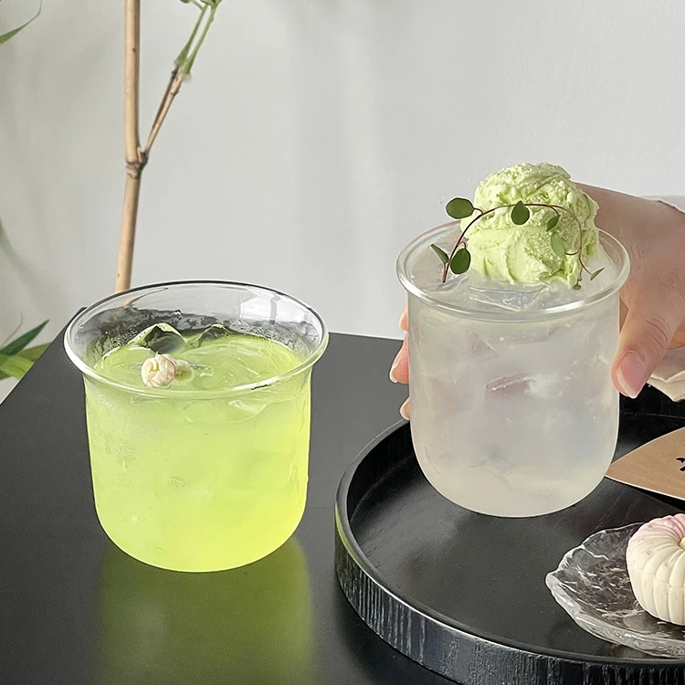 简约扩口玻璃杯家用饮料杯饮品杯气泡水杯咖啡杯鸡尾酒杯茶酒杯子