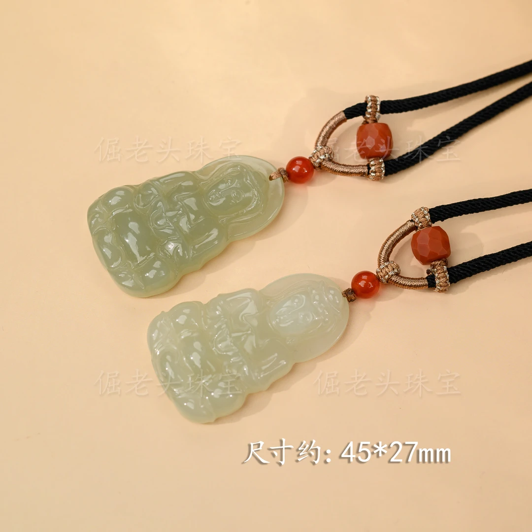 【倔老头工厂】和田玉正装抱瓶观音吊坠精美款（配绳）多样性发一