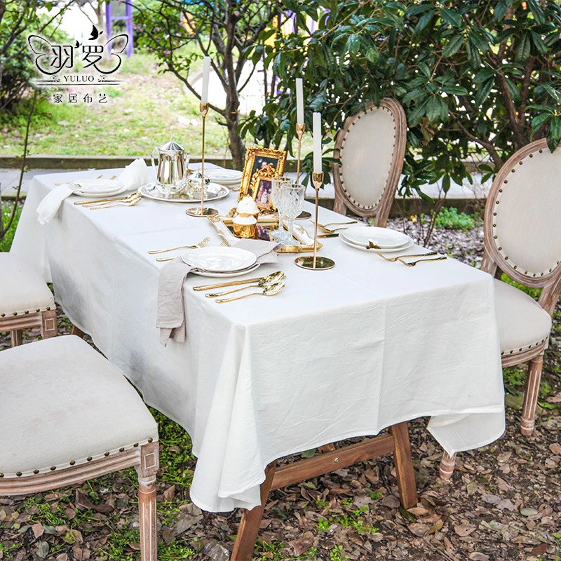 ins风北欧现代简约禅意素色欧式美式复古纯色水洗棉全棉桌布盖布