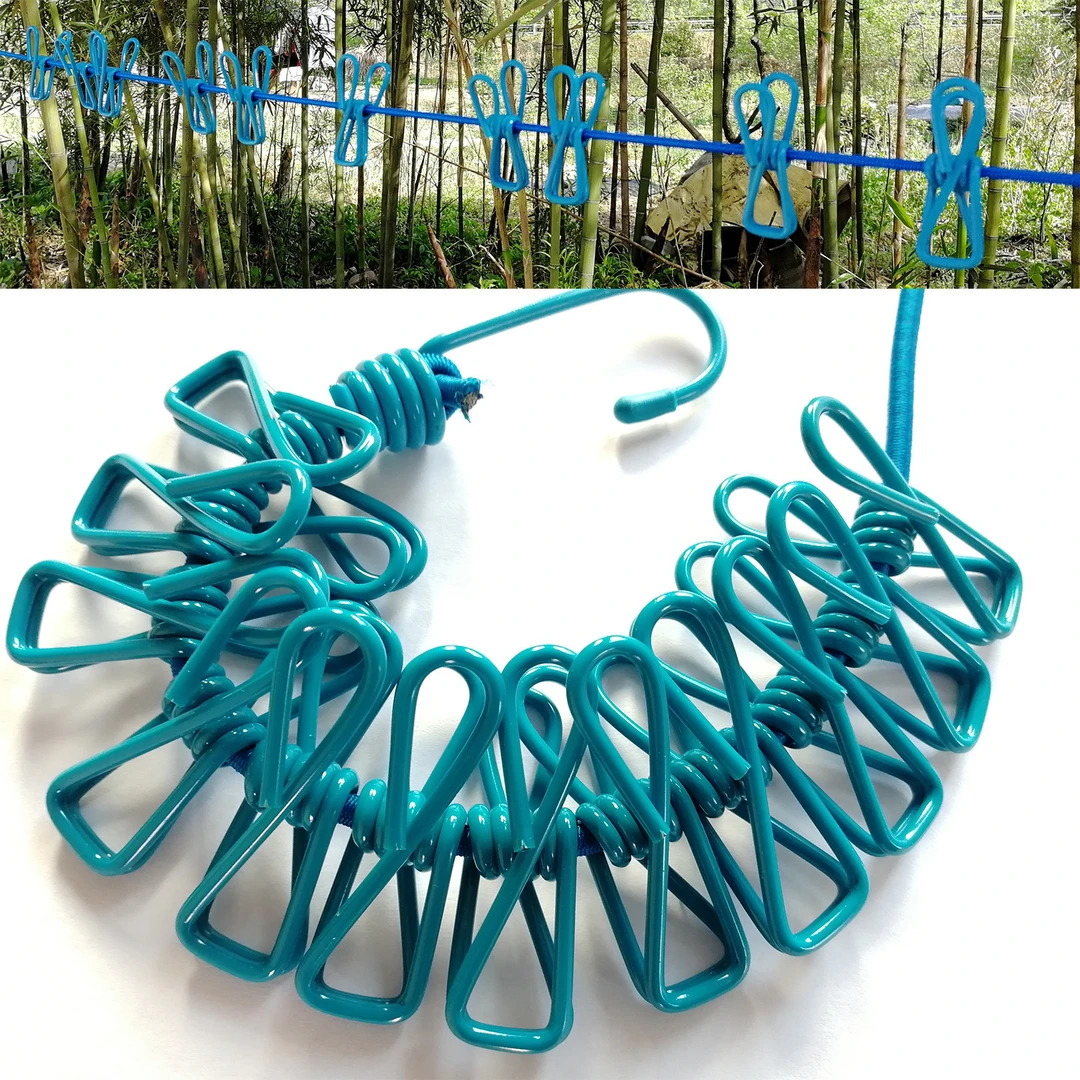 户外晾衣夹旅行弹力野营便携防风防滑晒衣绳带个夹子彩色晾衣绳