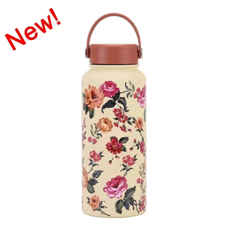 H426 新款1L保温杯大容量奶油色F款1L