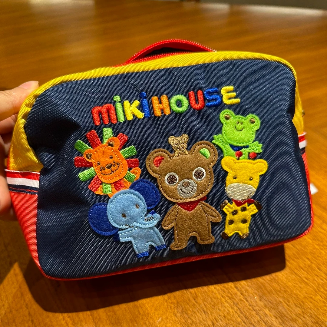 E620 miki小型化妆包收纳包卡通刺绣手拿包字母帆布包小布袋