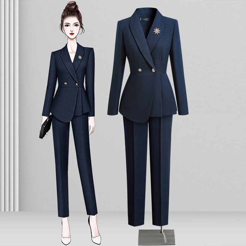 职业酒店工作服西装套装女秋冬干练气质女神范西服工装珠宝店通勤