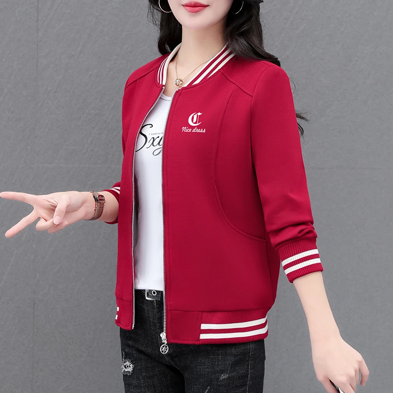 短款棒球服外套女春季款2024年新款时尚休闲运动中年妈妈开衫夹克