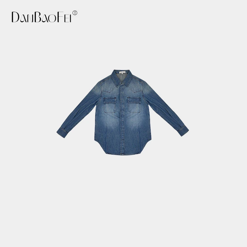 【kiki】轻凉复古水洗休闲自在牛仔衬衫百搭宽松 WB0048