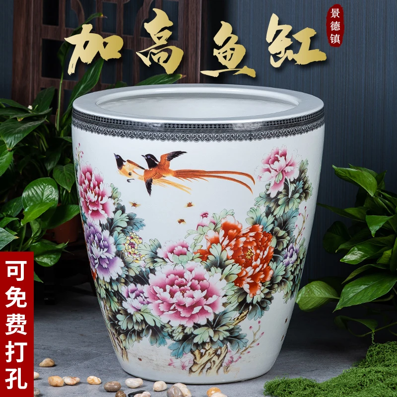 景德镇陶瓷摆件鱼缸流水器喷泉家用鱼缸大号客厅加湿招财