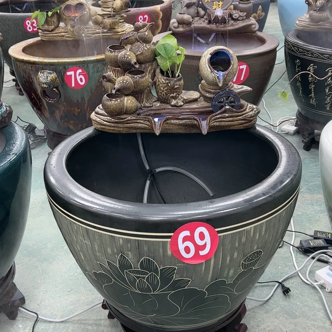 【闪购商品】陶瓷缸摆件八方来财陶