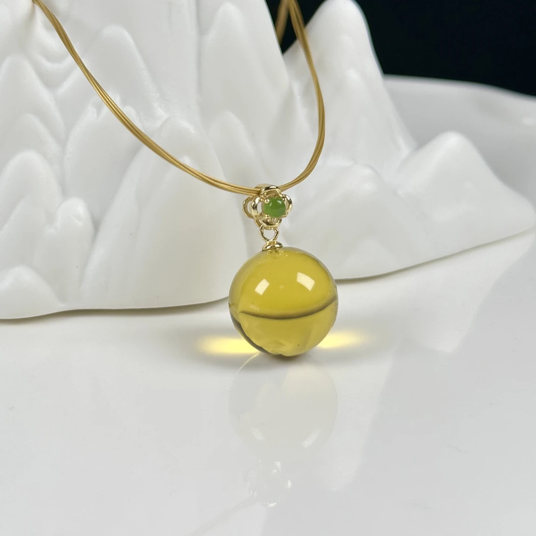 天然墨西哥蓝珀16+mm吊坠百搭气质简约时尚